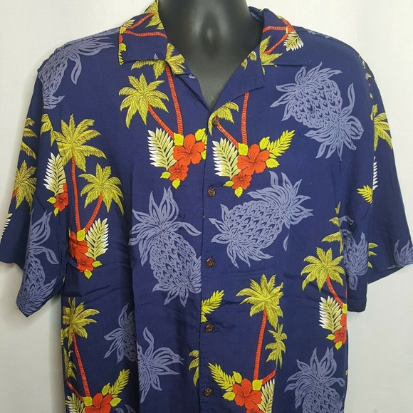 Hawaiian Aloha Pineapple Shirt Button Front L - Picture 3 of 7
